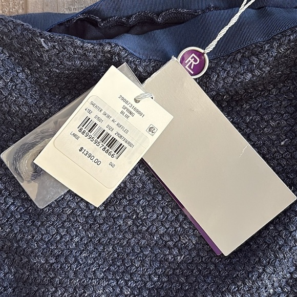 Ralph Lauren Collection Purple Label Ruffle Trim Blue Pencil Skirt Large NEW - Picture 8 of 12